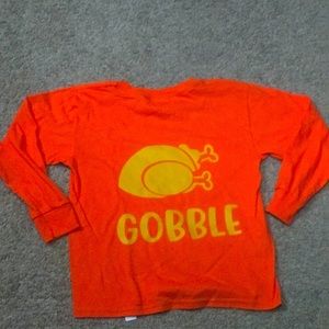 Orange turkey he’s giving boys girls children long sleeve T-shirt